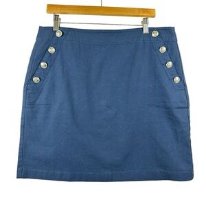 LOFT Blue Mini Skirt for Casual Occasions Size 12 Nautical Buttons